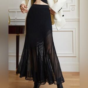 Knit Pleated Semi-sheer Maxi Skirt sz XL new with tags